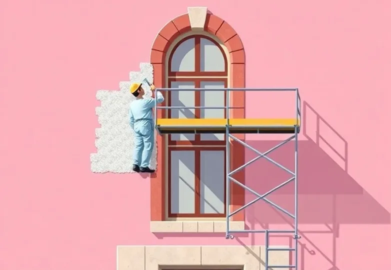 Ravalement de façade en pierre, nettoyage et application d'enduit