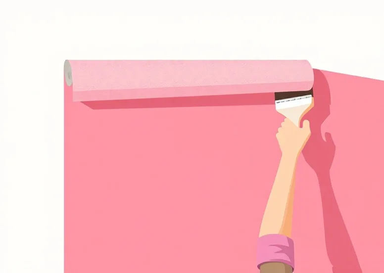 Pose de papier peint, rouleau et brosse à maroufler
